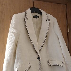 Talbots Ivory Blazer with Black Stitching